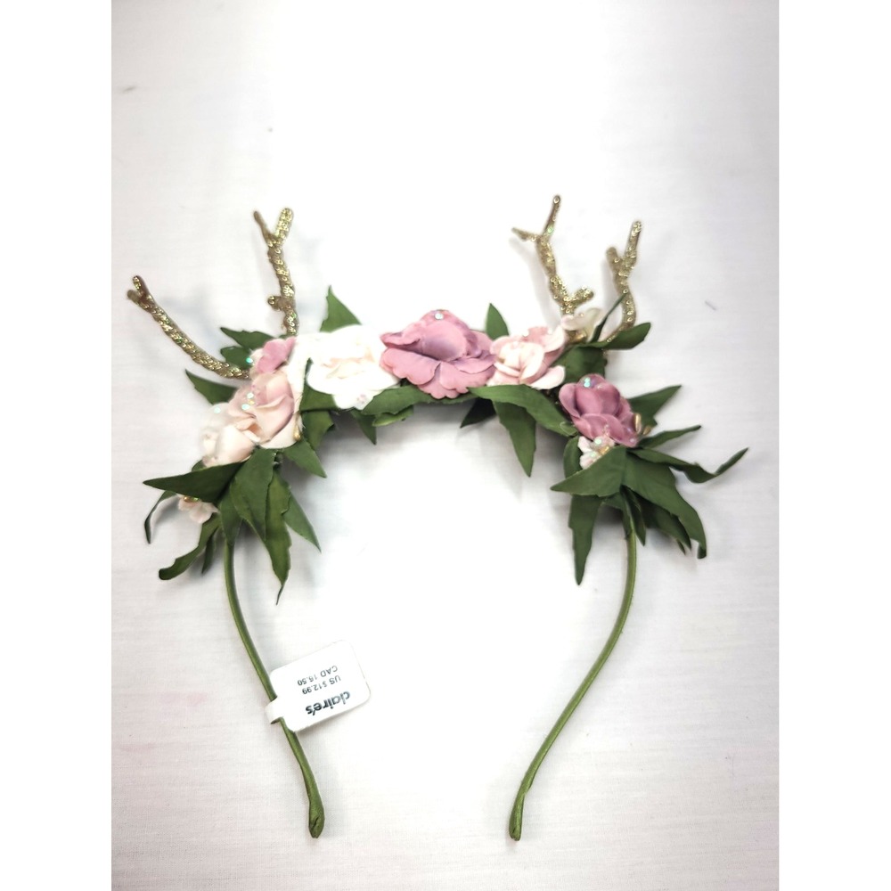 NEW NOS Claires Deer Antler Headband Roses Fawn Nature